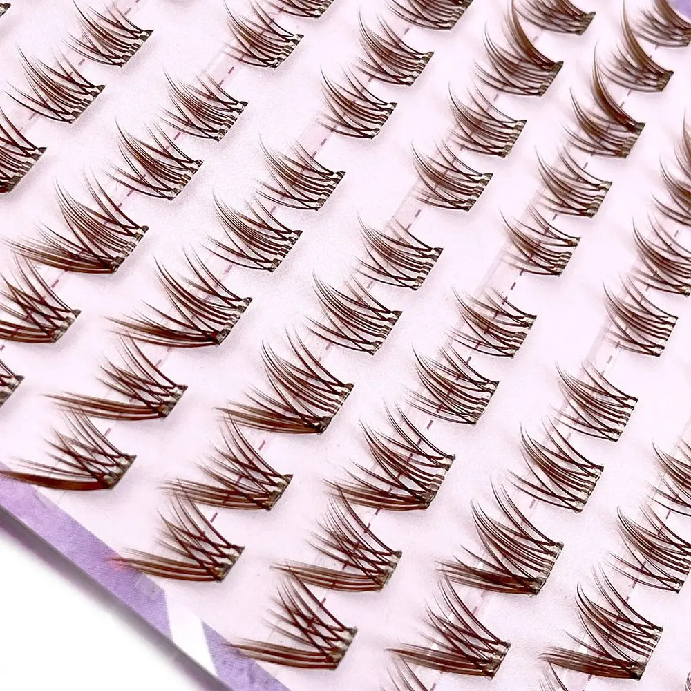 Brown False Eyelashes 3D Wispy Natural Look Segmented Eyelashes No Glue Needed Single Cluster Fox Lashes DIY Eyelash Extension