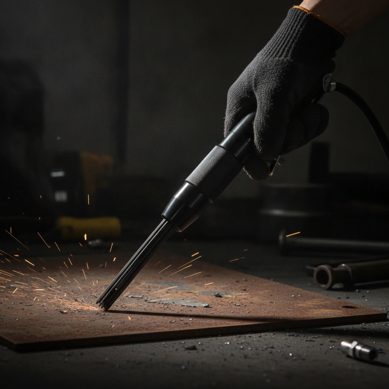 Pneumatic Needle Scaler Handheld Air Needle Scaler Rust Remover Easy to Handle High-Efficiency for Restorers, Workshop