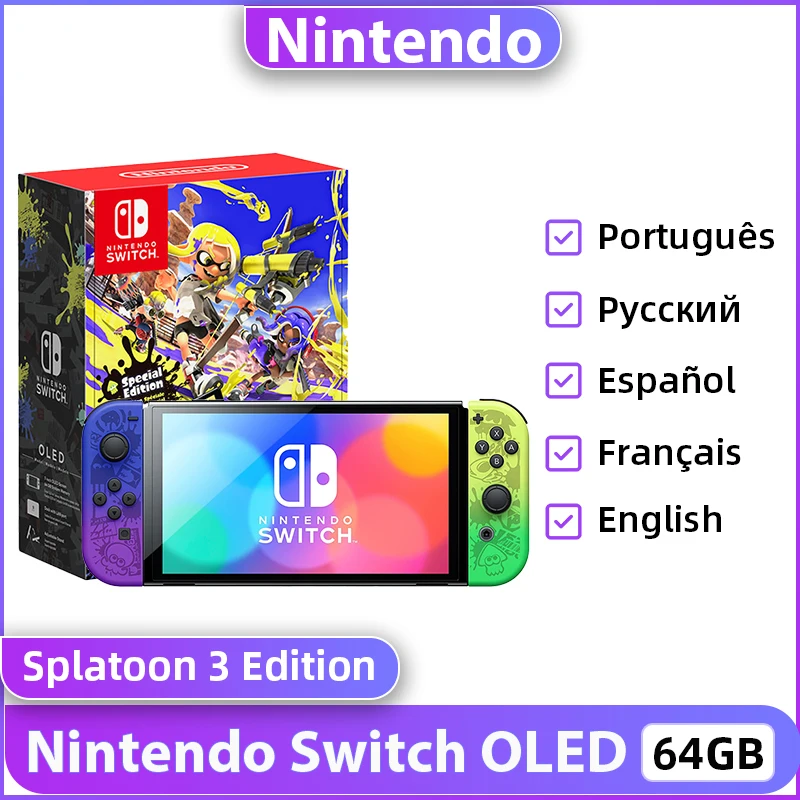 Nintendo Switch OLED модель Splatoon 3 Edition 64 Гб консоль для видеоигр 7-дюймовый экран контроллер Joy Con портативное игровое устройство