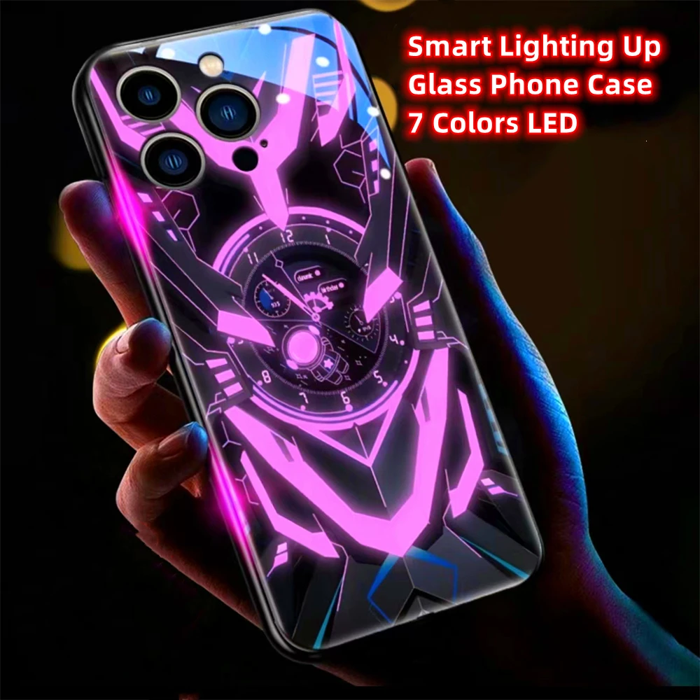 So Cool Gold Ring LED Calling Light Flash Phone Case For Samsung S24 S23 S22 S21 S20 FE Note 10 20 Plus Ultra A54 A14 With Gifts