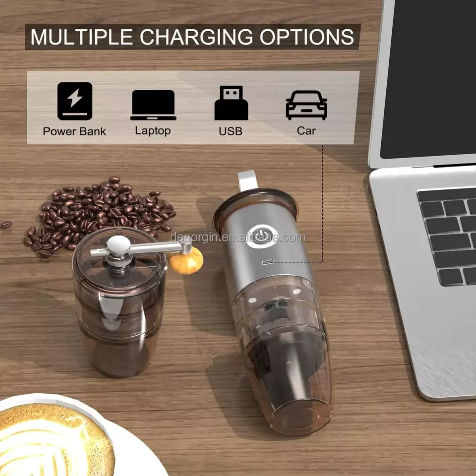 Universal 150ml 7.4V car charging electric and manual coffee grinder mini rechargeable coffee grinder