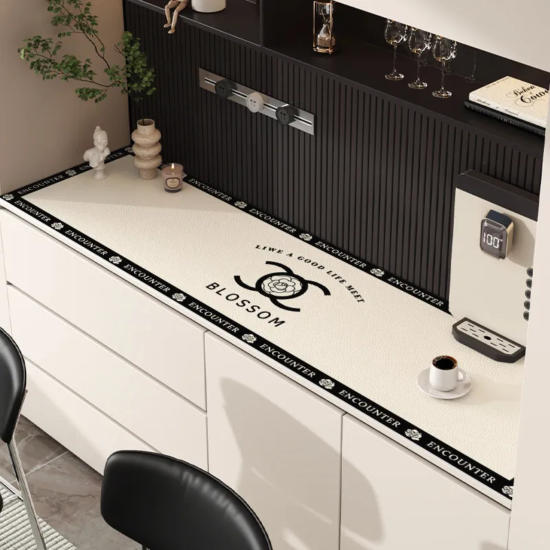 VIKAMA Desk Mat Leather Waterproof Oil-proof Washable Non-slip for TV Stand Sideboard Cabinet
