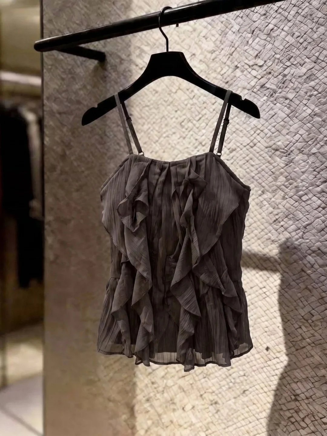 

Elegant Fashionable Summer Commute Sleeveless Top with Lace Design Straight Cut Korean Style Silk Material Pure Color