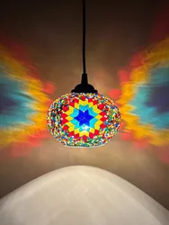 Newest Mosaic Pendant Lamp Vintage Art Deco Handcrafted Lamparas De Mesa Glass Romantic Light Lamparas Con Mosaicos Home Decor