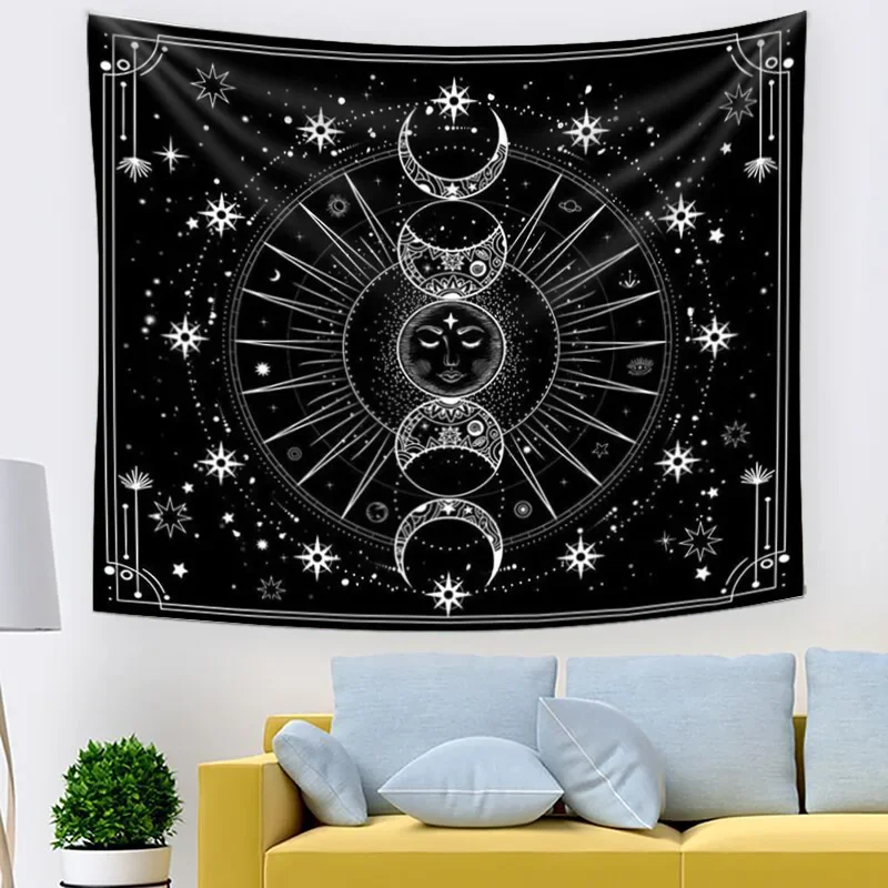 Twelve zodiac constellation tapestry wall hanging digital printed decorative fabric background fabric headboard tapestry