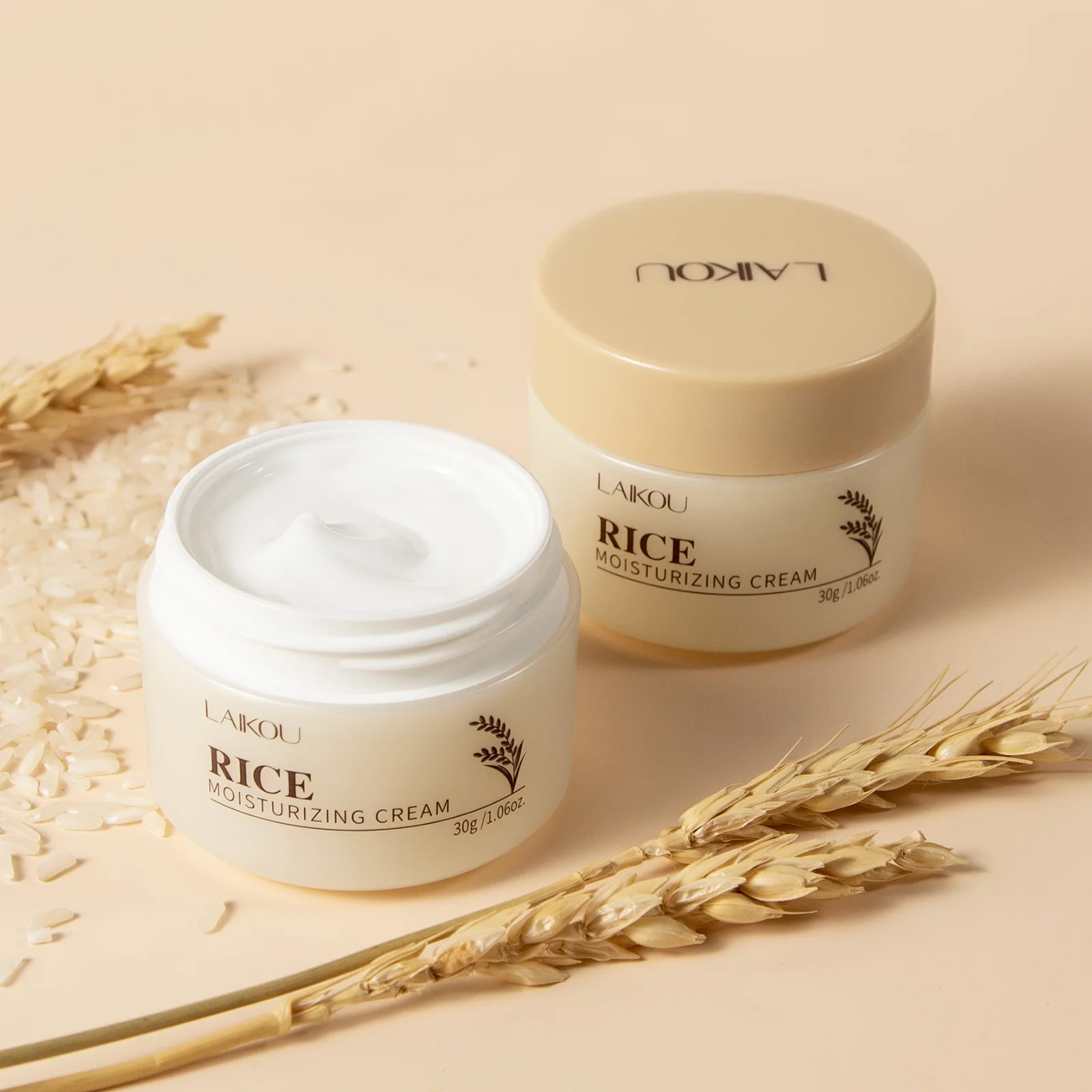 ครีมบำรุงผิวหน้าไบรท์เทนนิ่ง ครีมข้าว 30 กรัม LAIKOU บำรุงผิวด้วยสารสกัดจากพืช ช่วยเติมความชุ่มชื้น ควบคุมความมัน