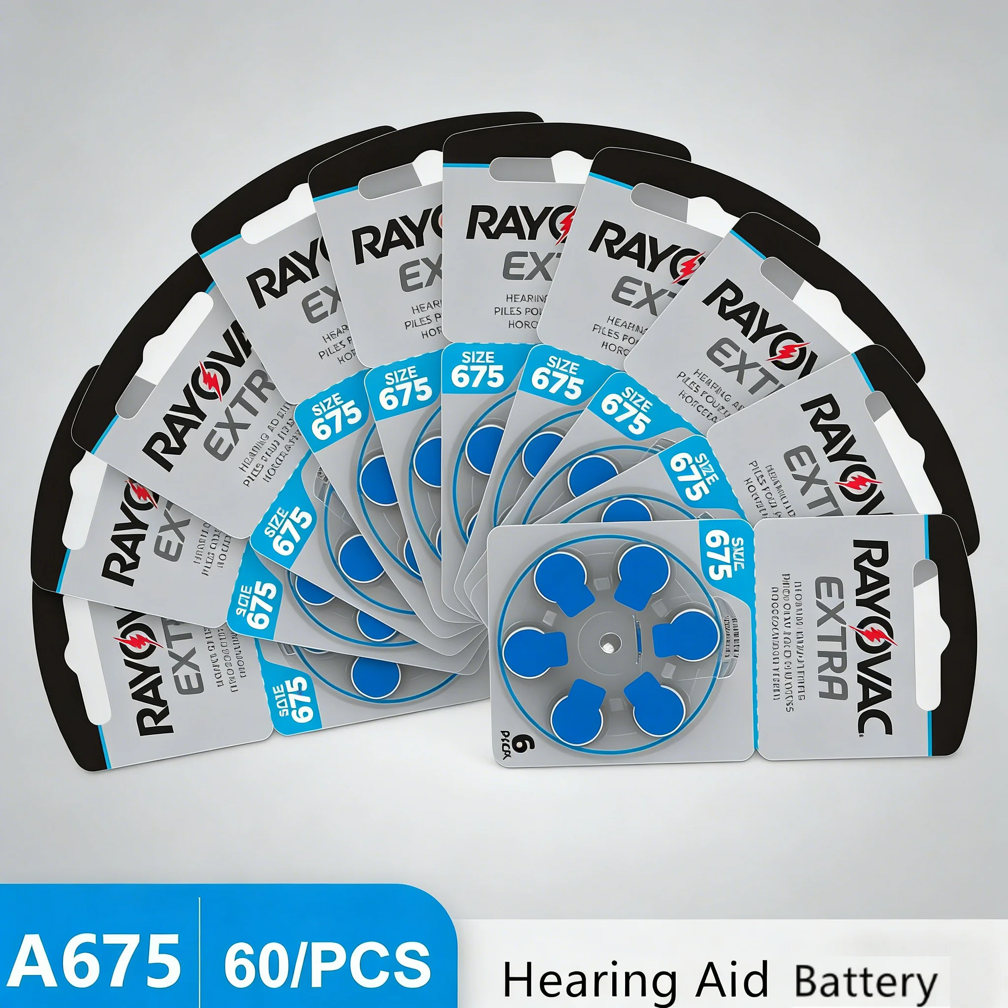 Hearing Aids Battery 60 PCS Rayovac Extra High Performance Hearing Aid Batteries 675A 675 A675 PR44 For Hearing Aid Battery