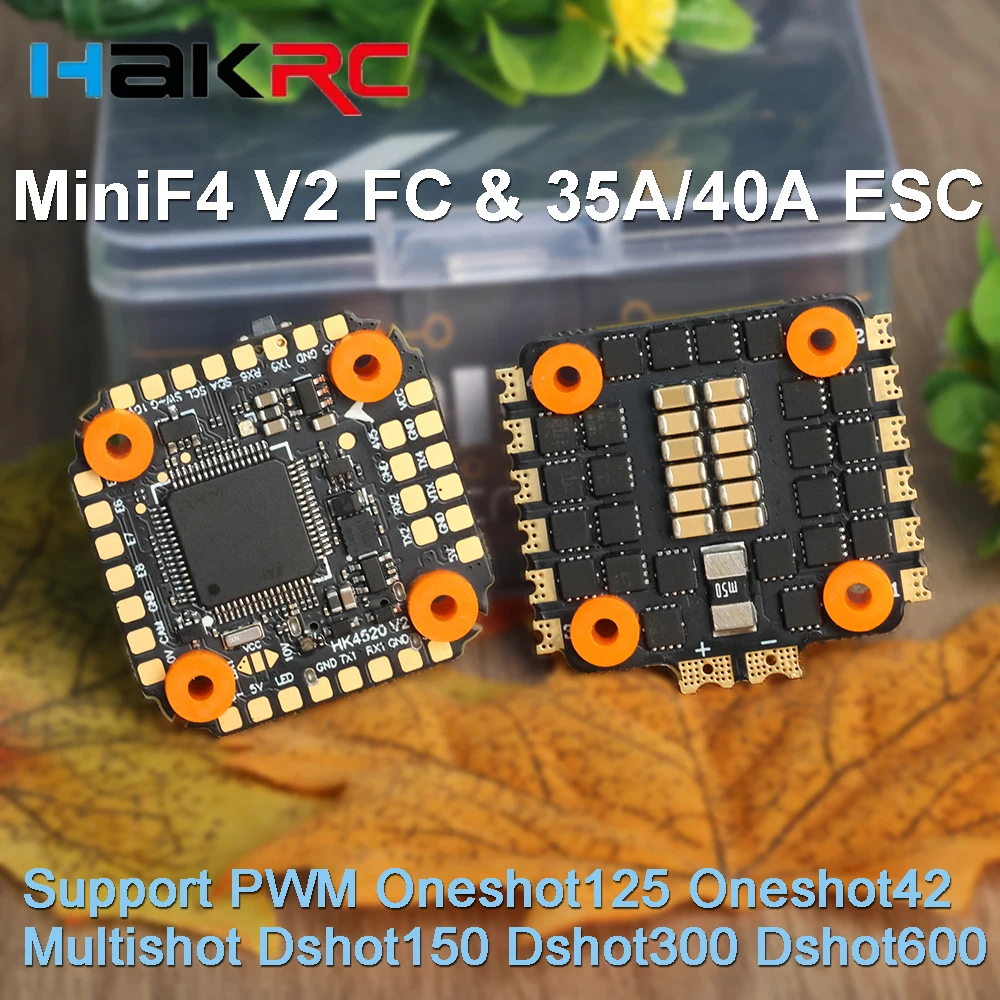 

HAKRC MiniF4 V2 FC Flight Controller 35A 40A 4in1 ESC Stack FortiGate 20*20mm For PWM Multishot Dshot150/300/600 RC FPV Drone