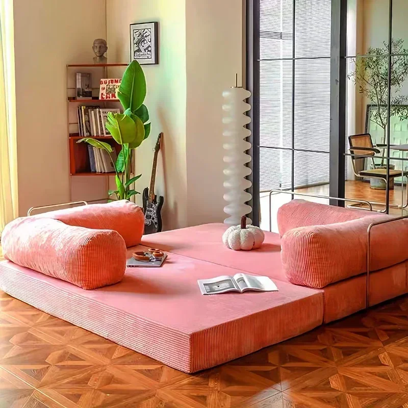 

Customizable Vacuum Compression Sofa Italian Simple Retro High-end Corduroy Living Room Sofa
