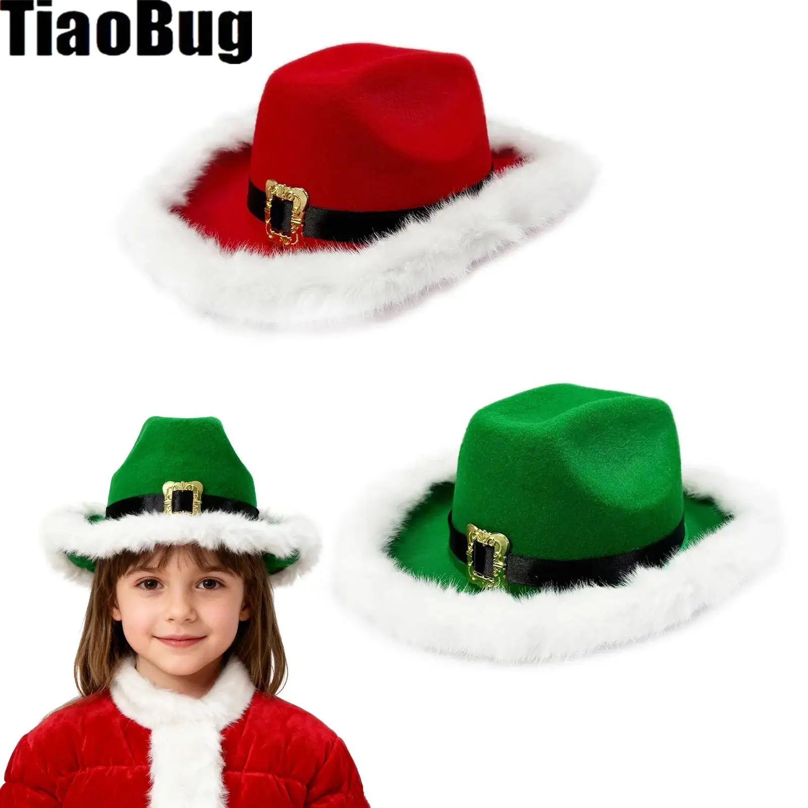 Boys Girls Santa Christmas Cowboy Hat Cowboy Hat for Xmas Parties Costume Dress Up Supplies Cosplay Accessories