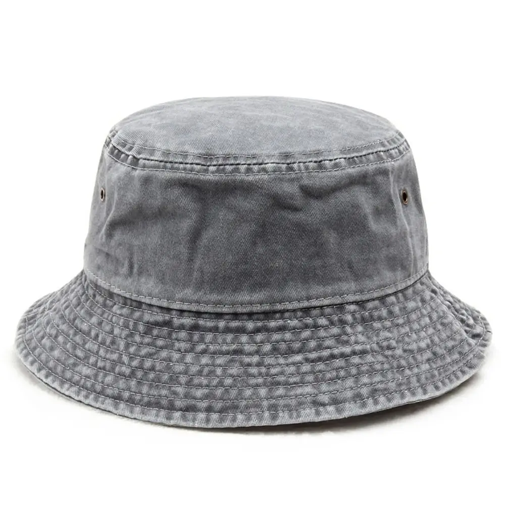 

Korean Style Solid Color Washed Denim Bucket Cap Teenager Big Brimmed Sunshade Bucket Hat Climbing Travel Fisherman Hat Unisex