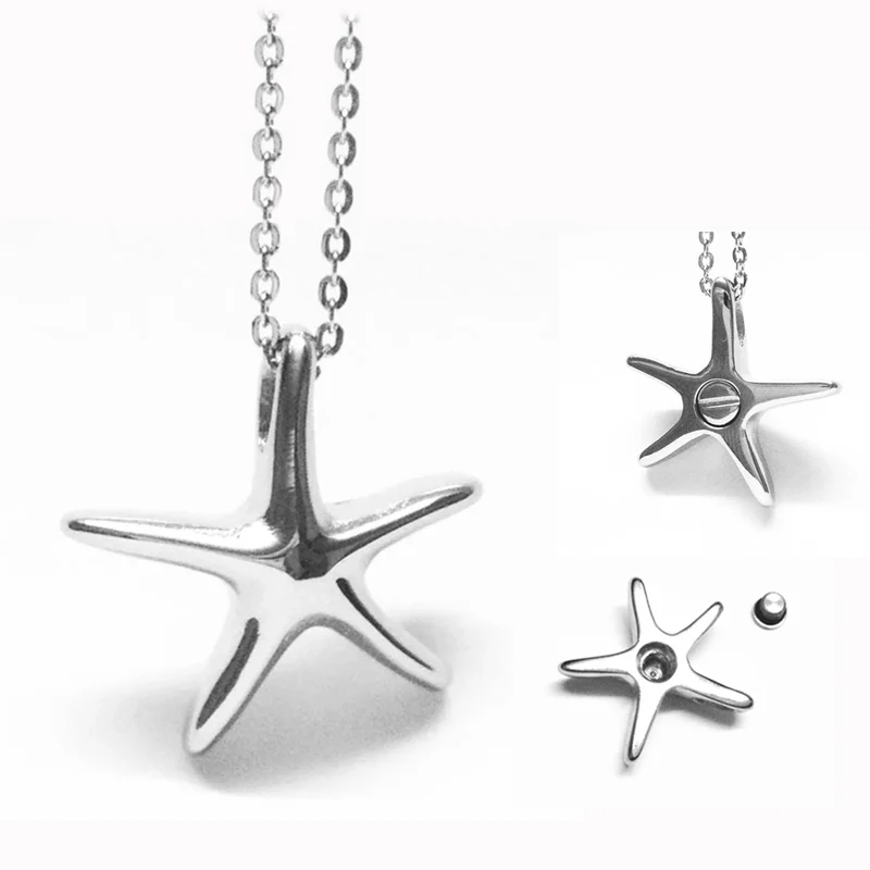 Stainless Steel Animal starfish Pendants Necklace Ashes Urn Cremation Jewelry Memorial Keepsake Ashes Openable Put In Ashes Box