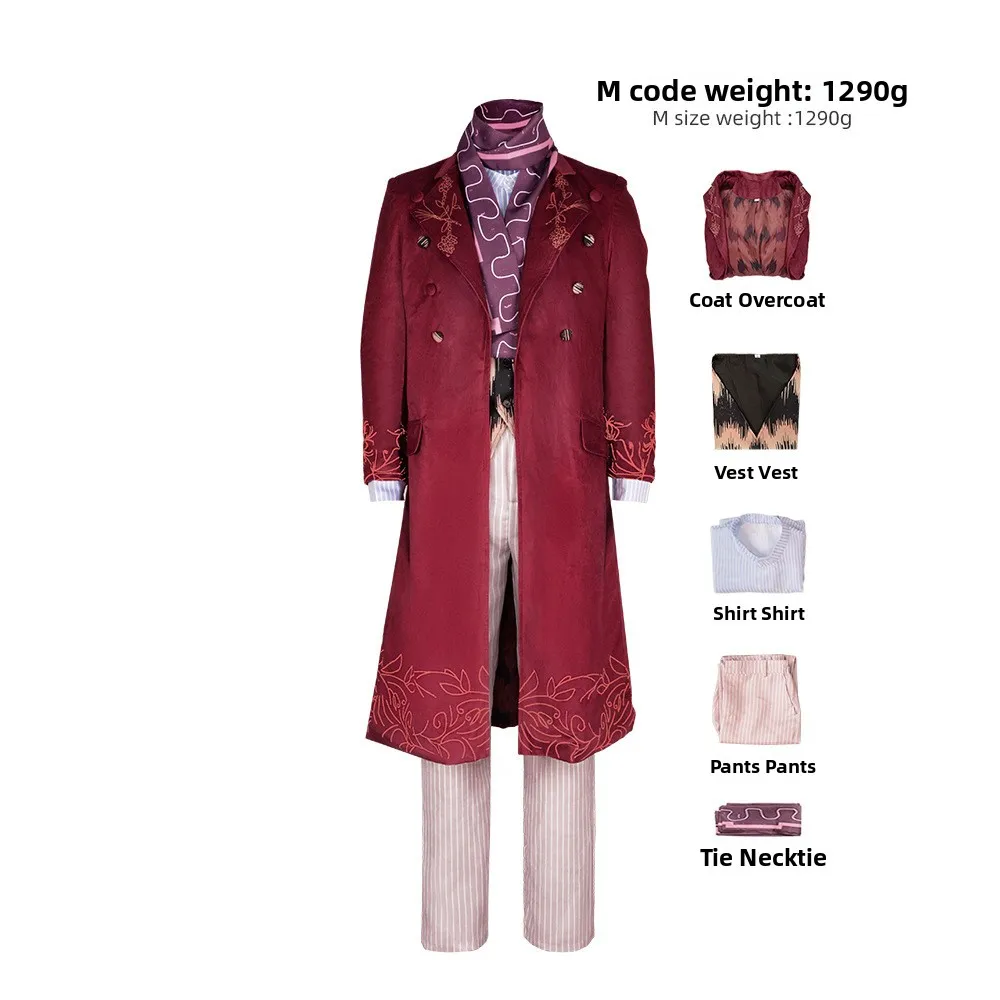 

Vintage Burgundy Character Cosplay Suit - Ornate Embroidered Coat & Layered Ensemble, Classic Themed Outfit for Role-Play Events