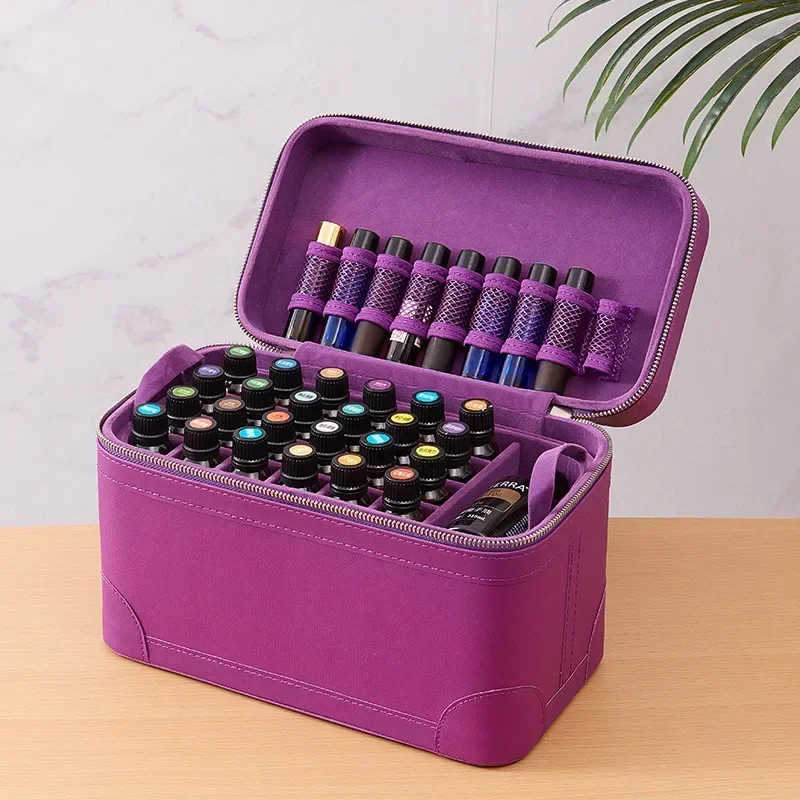 

Portable 66pcs Essential Oil Bottle Holder Traveling Carrying Case Storage Box PU Aromatherapy Bottles Roller Bottle Holder