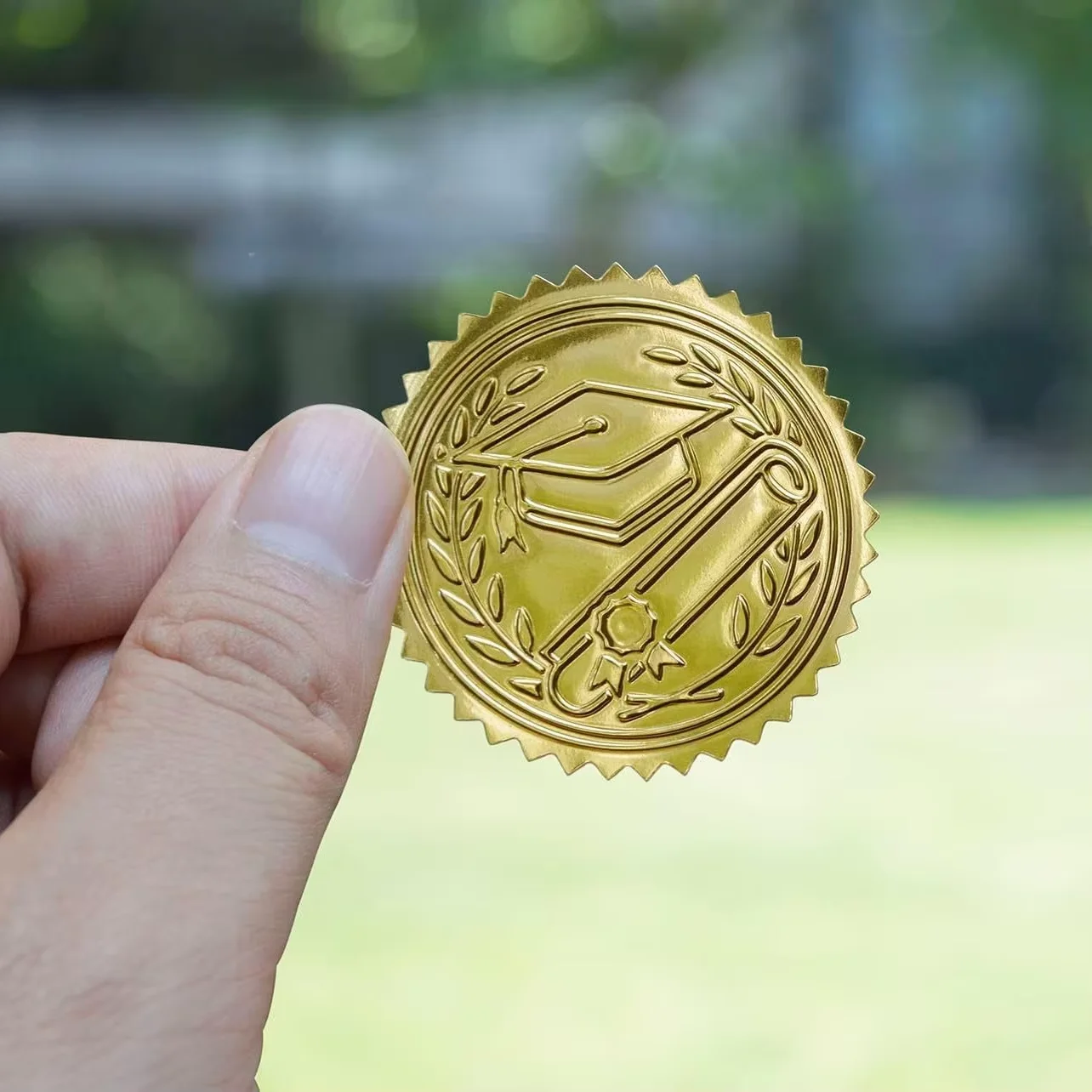 2 بوصة 120 قطعة الذهب احباط تنقش ذاتية اللصق التسمية المغلف لواصق الختم غطاء التخرج شهادة لواصق الختم #2