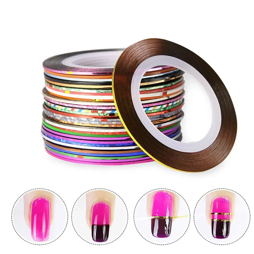 1 Set 10pcs/Set Mixed Color Nail Striping Decals Foil Tips Tape Line For DIY 3D Nail Art Tips Decorations Nail Foil Decals Set