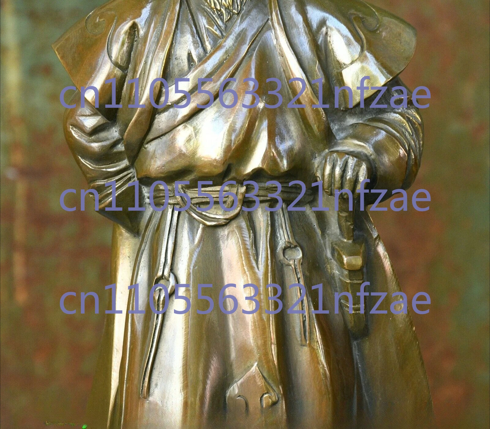 12 "الصين البرونزية النحاس جنكيز خان جينغهيز خان تيموجين قائد بطل تمثال