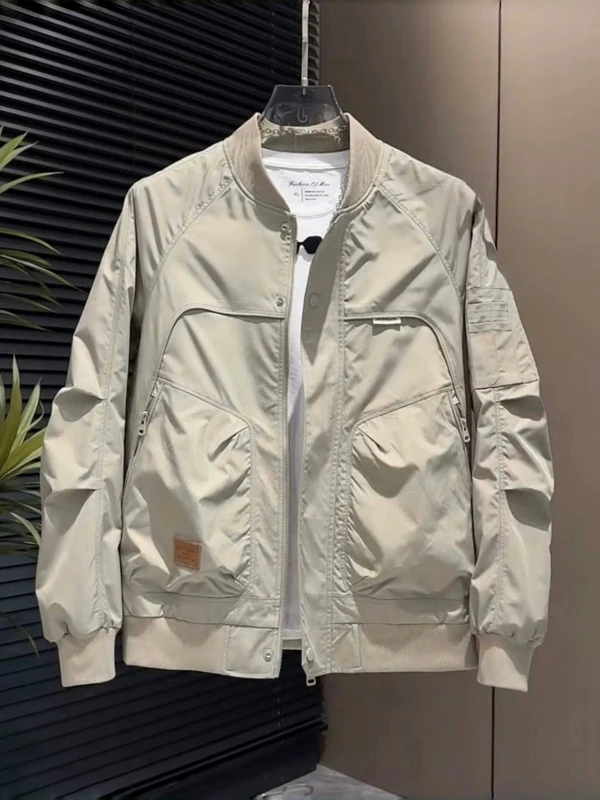 

Men's Faionable Casual Baseball Jaet Spring Autumn Sle Versatile High End Trendy Slim Fit Top Quali Ox Cloth