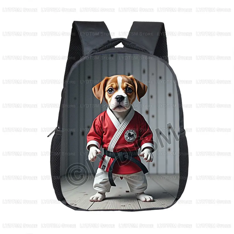 12 Inch Taekwondo / Aikido Rabbit Panda Toddlers Backpack Martial Arts Cat Dog Cartoon Children BookBags Baby Daypack Kids Gift
