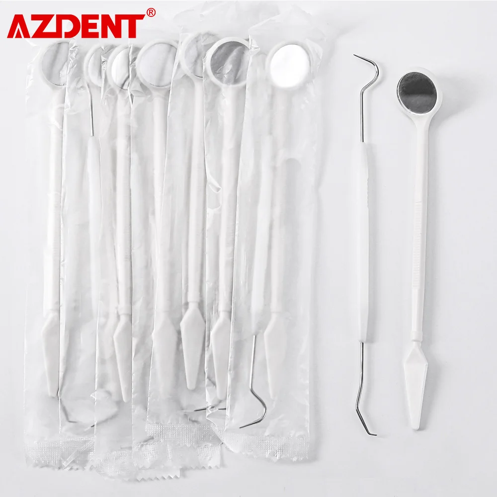 AZDENT 50 Packs Dental Disposable Instrument Kit Mirror and Explorer Probe Multiple Function