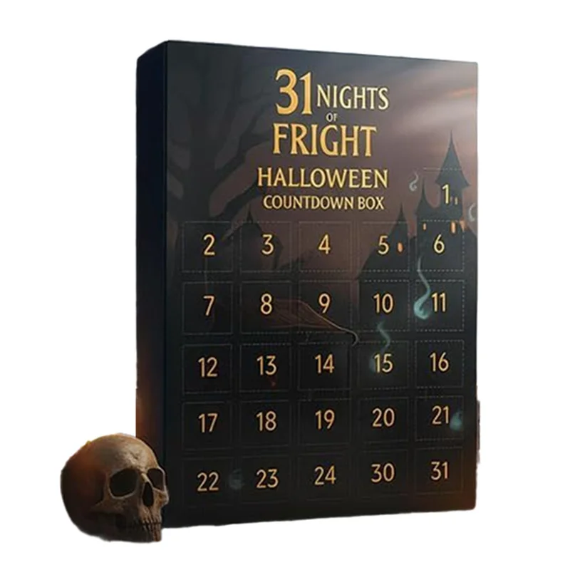 Horror coleccionable incluido - 31 noches de miedo Caja de cuenta regresiva de Halloween - Calendario de Adviento 2025 con 31 figuras espeluznantes