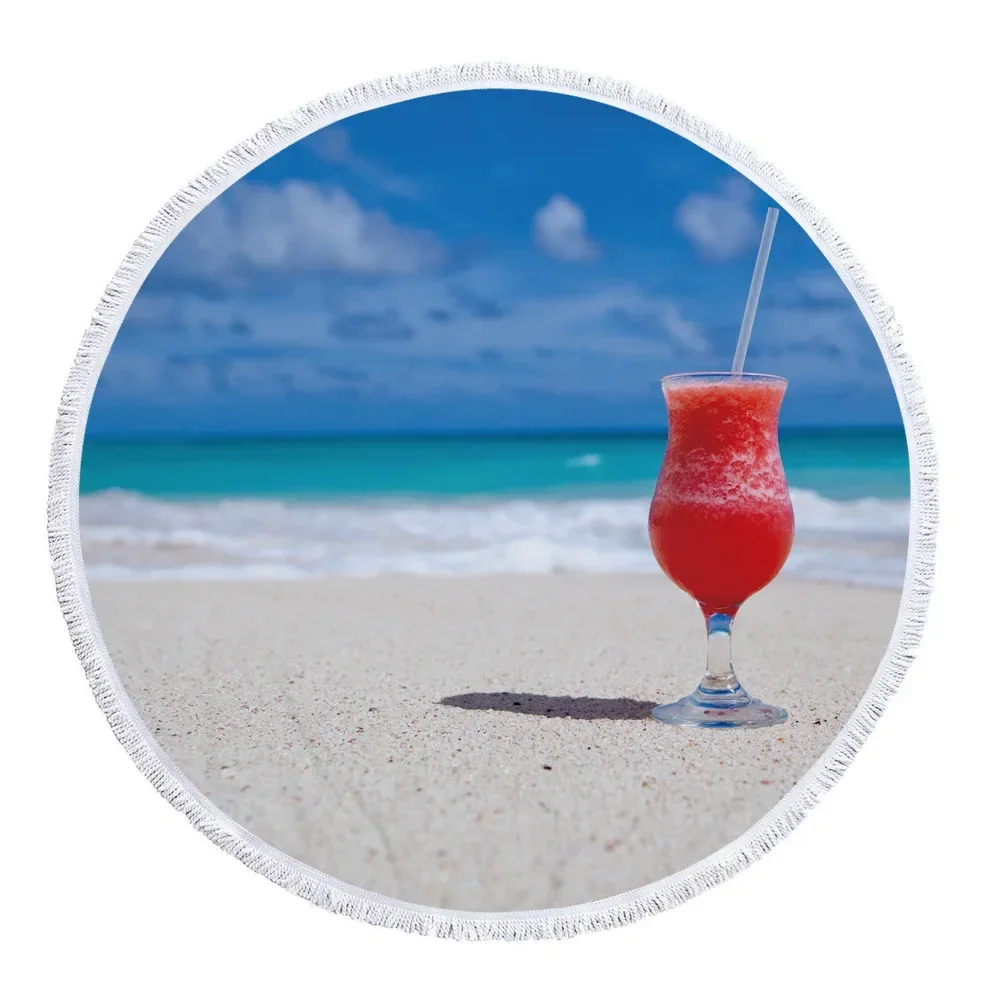 Summer Microfiber Beach Towel Palm Tree Sea Landscape Mat Toallas Hawaii Round Beach Bed Sheet Swimming Yoga Travel Bath Towels
