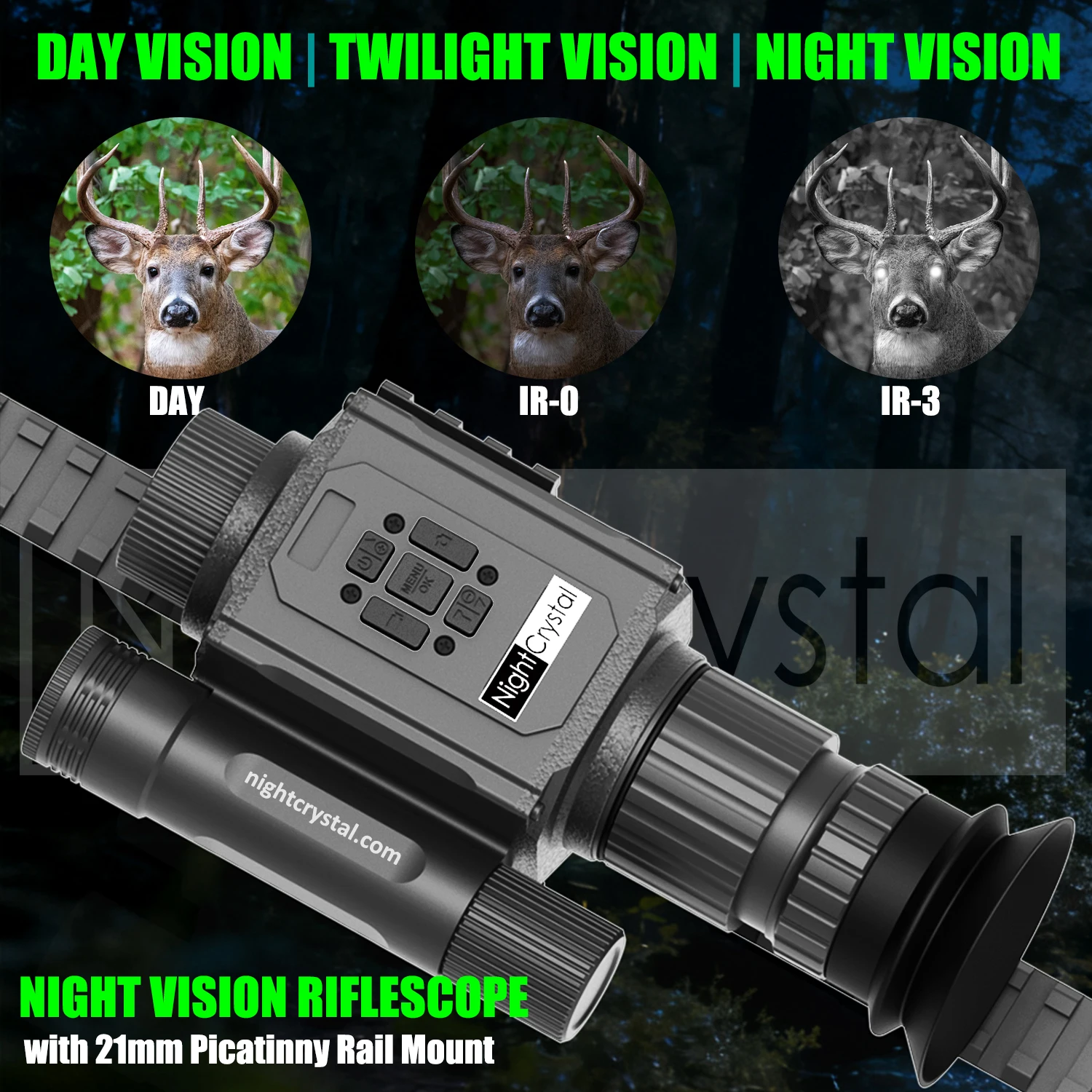 Megaorei NK008 Plus M6A 1080p HD Tactical Night Vision Scope Monocular & Riflescope, 1.4” AMOLED Display, Picatinny Rail Mount