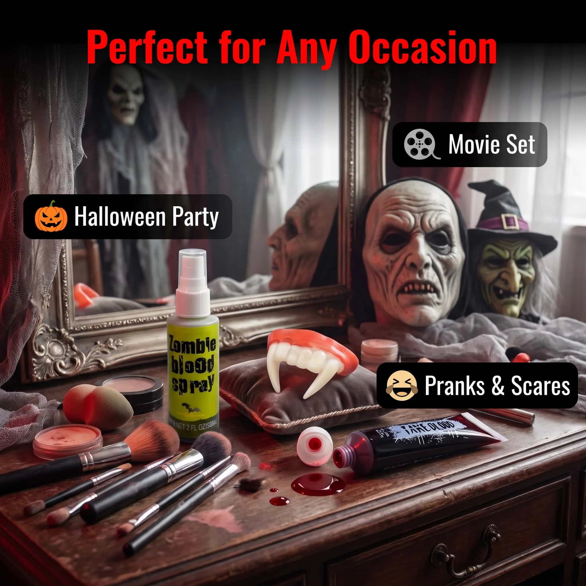 Halloween Simulation Blood Plasma Spray Scary Makeup Film TV Props Prank Decoration Items for Halloween Party