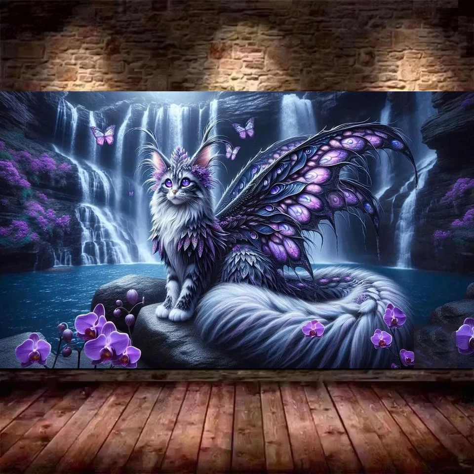 

Flowers Waterfall cat Fairy Fantasy Animal Landscape DIY 5D Diamond Painting New 2025 Full Mosaic Diamond Embroidery Big Size