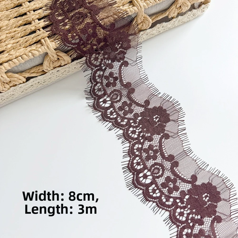 8cm Wide Lace Trim 3 Meters Length Floral Design Eyelash Lace Sewing Trim Eyelash Fringe Scalloped Lace Wedding Decoration