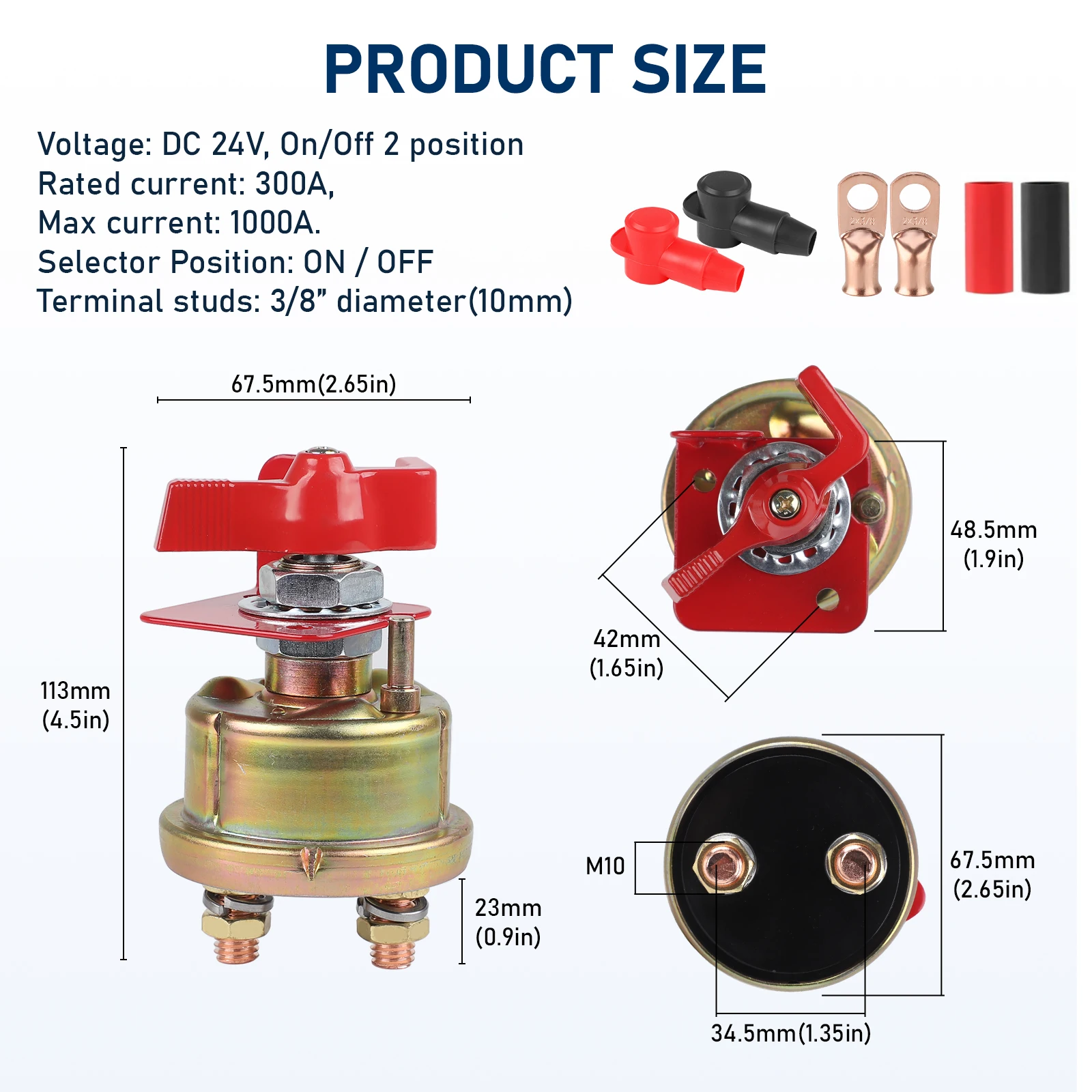 

Cut Off Rotating Marine Isolator With Keyhole For Camper Boat Truck RV Car Universal 300A 12V Rotary Battery Switch