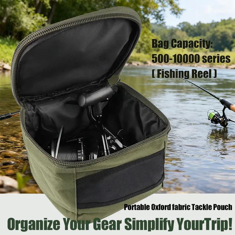 Universal Fishing Accessories Reel Bag Green Durable Storage Oxford fabric Portable Tackle Pouch for 500-10000 Series1 PCS