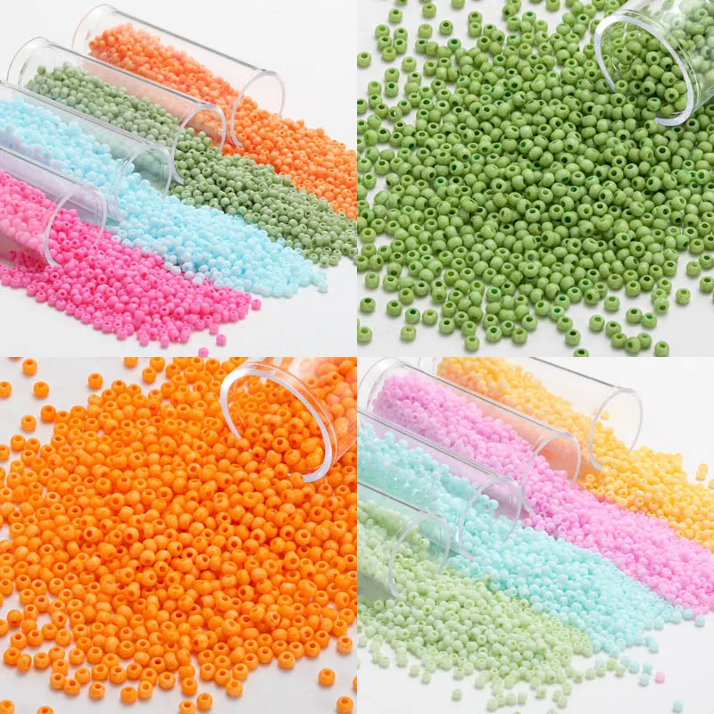 TAO  Beads 2.0MM   Matte Solid Color Frosted Round Glass Loose Beads  For DIY Handmade Needle SewingBeading   Making