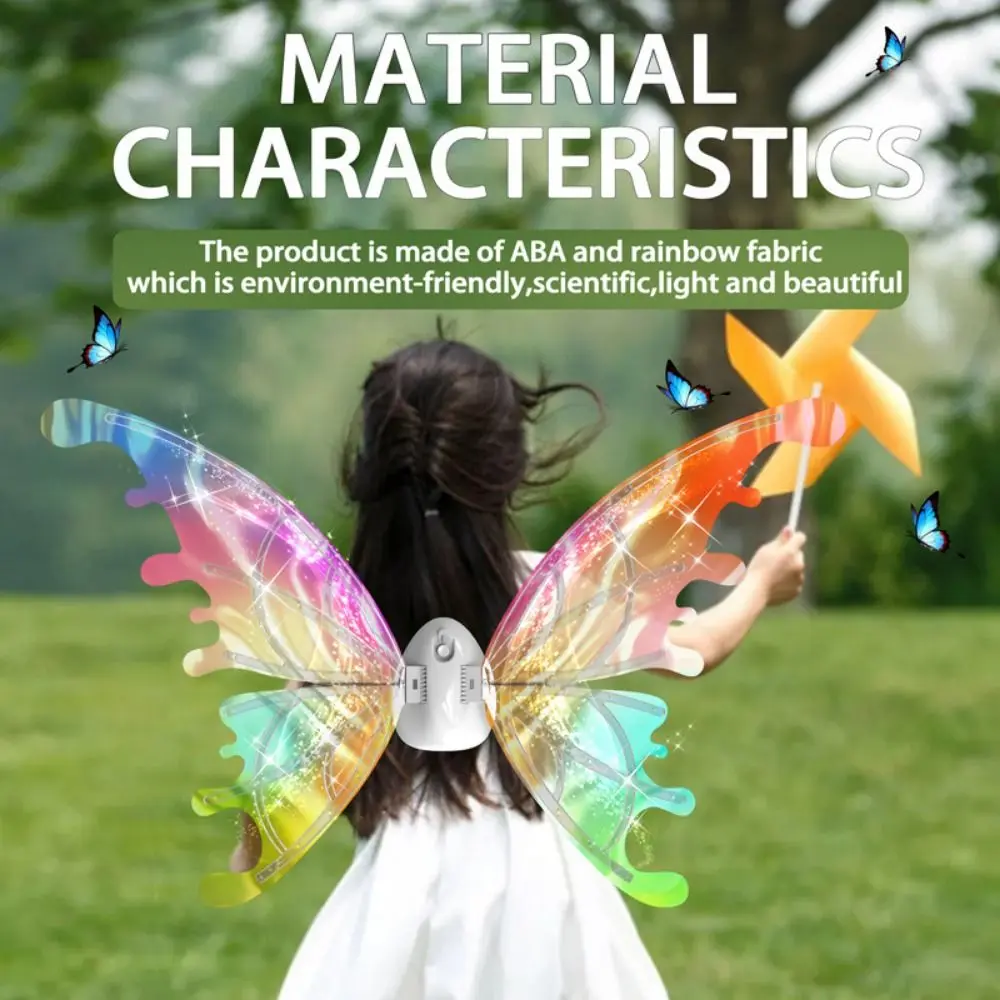 

Glowing Shiny Butterfly Electric Wings with Music Lights Cosplay Props Moving Elf Wing Dress Up Back Decoration