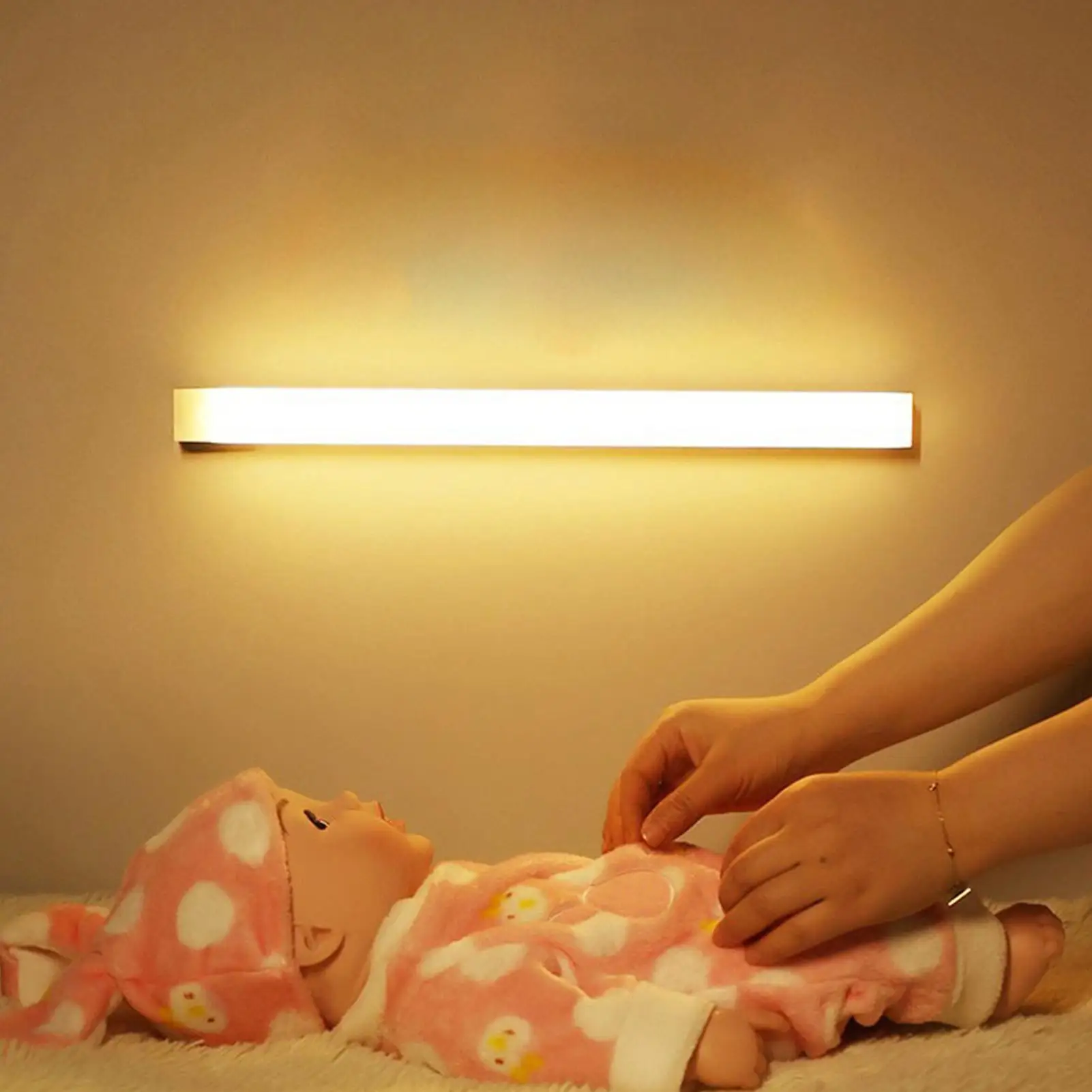 

Motion Sensor Indoor Lights Motion Activated Light LED Strip Magnetic Rechargeable Nightlight Wireless Dimmable Lamp For Counter