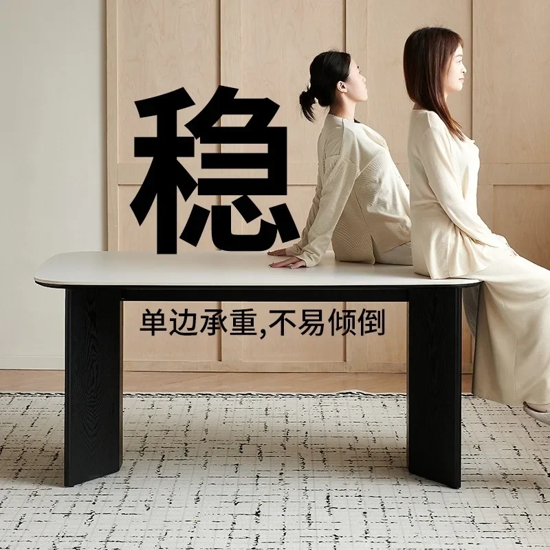 DSA rock plate dining table and chair group small apartment household retro rectangular table full support baseplate solid wood