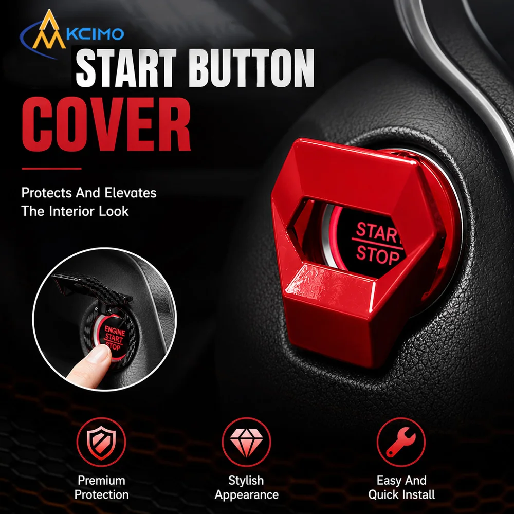 1Pc Car One‑Key Start Stop Button Cover Self‑Adhesive Push Start Switch Decor Cap Ignition Button Trim Interior Accessories