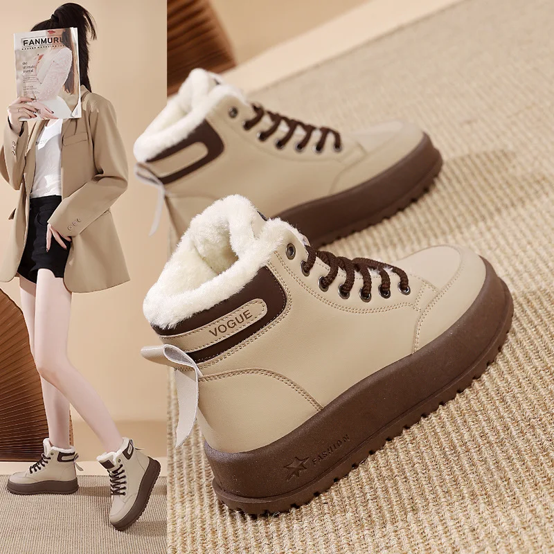 

Women Vulcanized High Top Shoes New Autumn and Winter Thick Soled Versatile Thick Soled Board Shoes Casual Sports Shoes