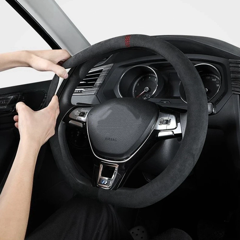 

For BMW E90 F01 F06 F10 F15 F16 F20 F21 F25 F26 F30 F32 F82 M3 G20 X5, 38cm Leather Wear-Resistant Car Steering Wheel Cover