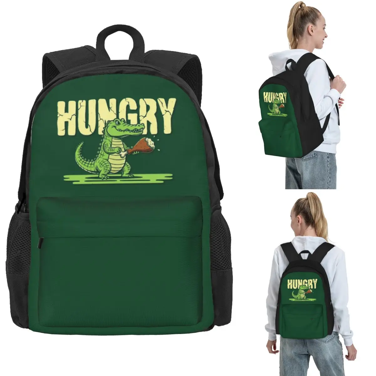 

Hungry Alligator Backpack Hot Sale Daypack Large Capacity Boys Girls BookBag School Bag Shoulder Bags for Men Women