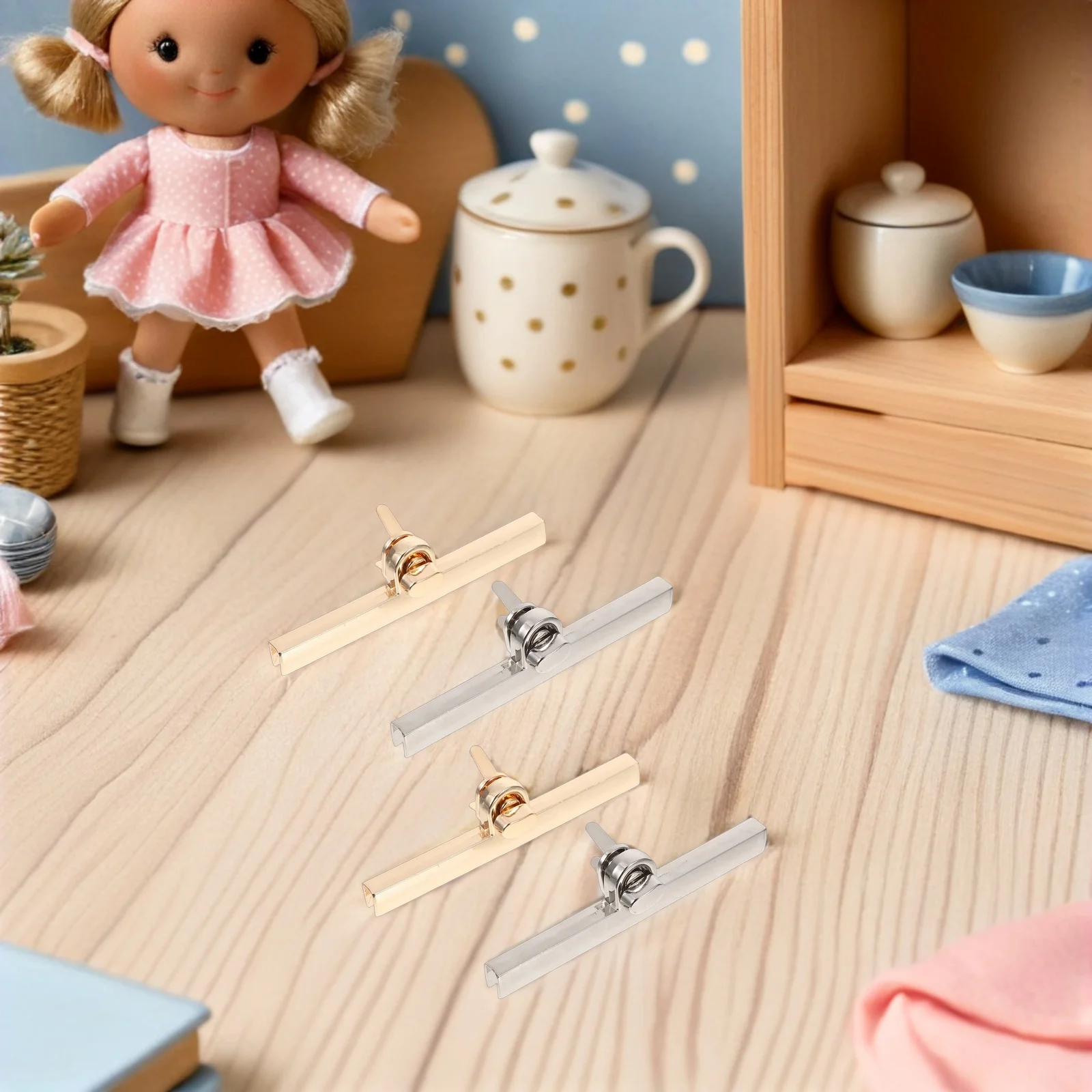 

4Pcs Baby Rotating Lock Buckle Elegant Metal Bag Accessory Clasp Turn Locks for Purses Clutch Handle Lock DIY Use