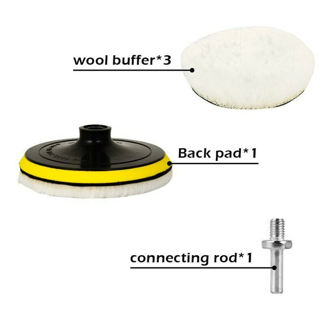 5Pcs 4 Inch Flocking Sanding Disc Hook And Loop Backing Buffing Pads Wool Polishing Wheel For Electric Drill Polisher