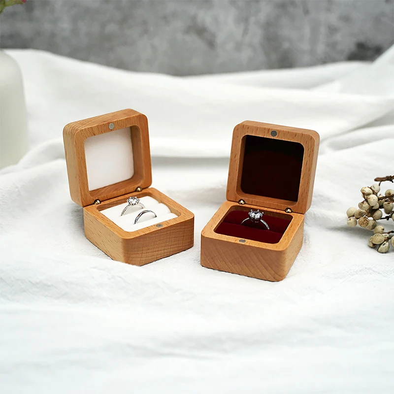 Wood Wedding Ring Gift Boxes Bags Case Packaging for Jewelry Ring Necklace Holder Organizer Box