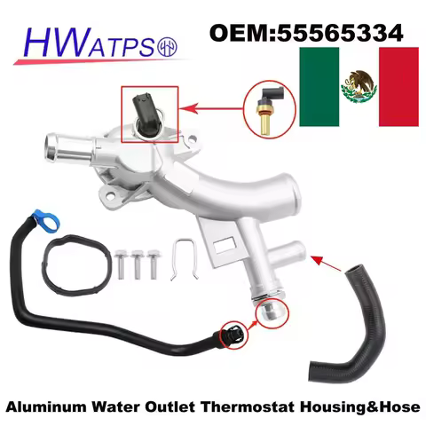 For Buick Encore Chevrolet Cruze Limited Sonic Trax 1.4L 11-20 Aluminum Water Outlet Thermostat Housing &amp; Hose 25193922 55565334