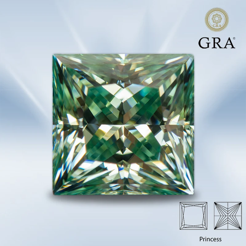 

Moissanite Princess Cut Yellow Green Color Top Quality Charms for Diy Jewelry Making Pendant Main Materials with GRA Certificate