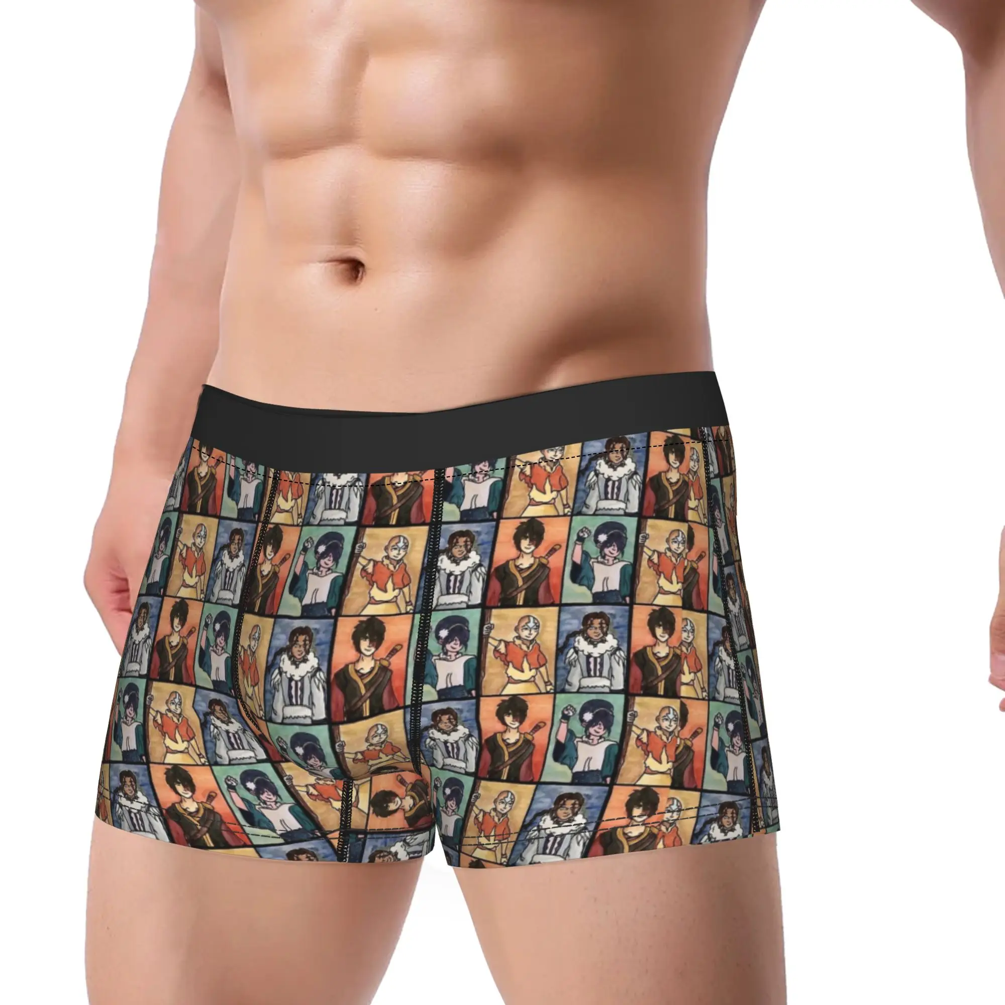 The Last Paintbender Avatars Stained Glass Art Underwear  Males Panties Pattern Funny Trunk High Quality Boxer Brief Plus Size