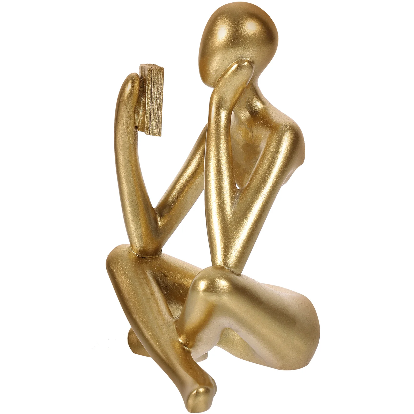 

Abstract Thinker Golden Resin Decor Figurine Home Office Living Room Study Desktop Ornament Bookshelf Ornament