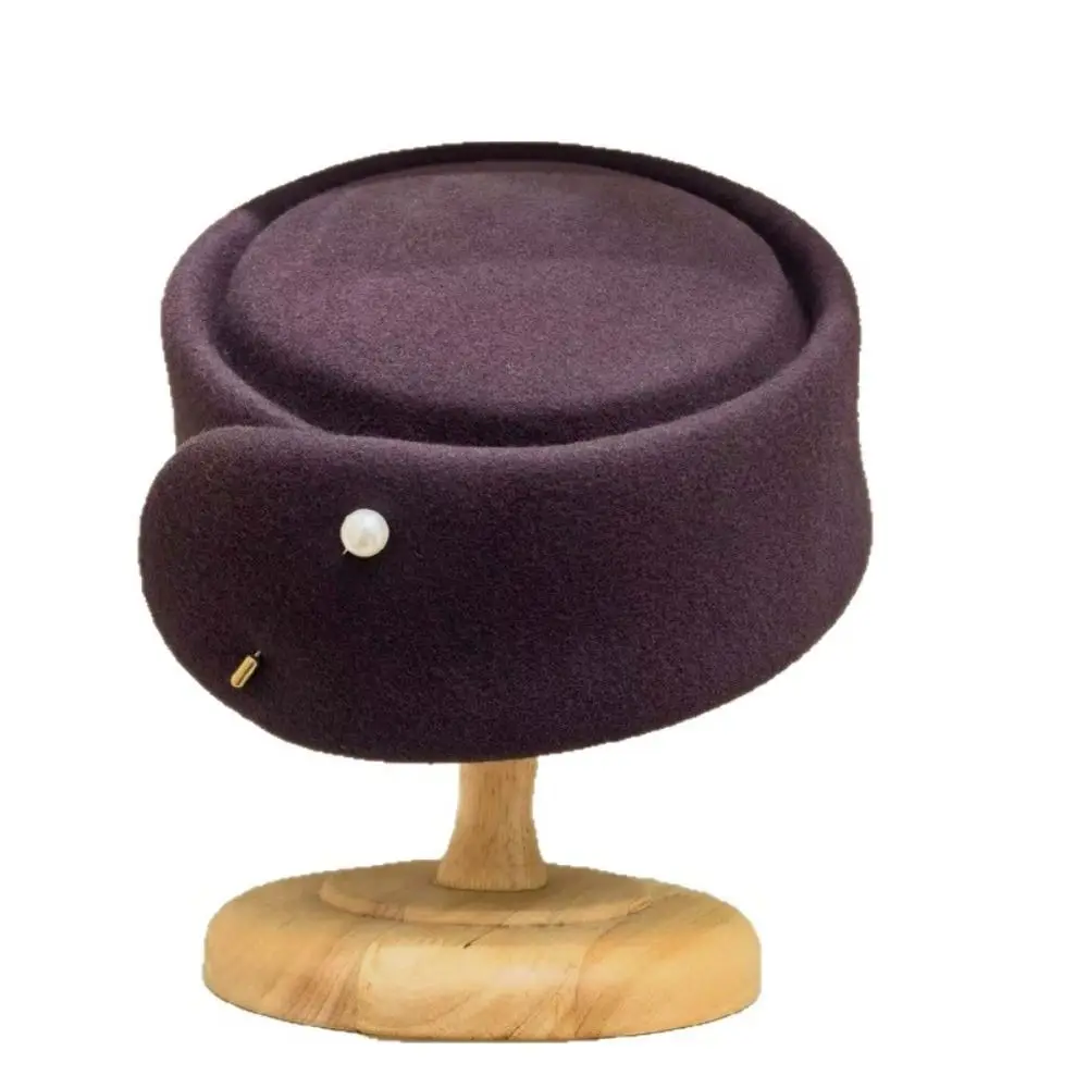 High Quality Wool Wool Beret Hat Elegant Pearl Detail Pink Color Fedora Cap Royal Style Design French Beret Hat Formal Event