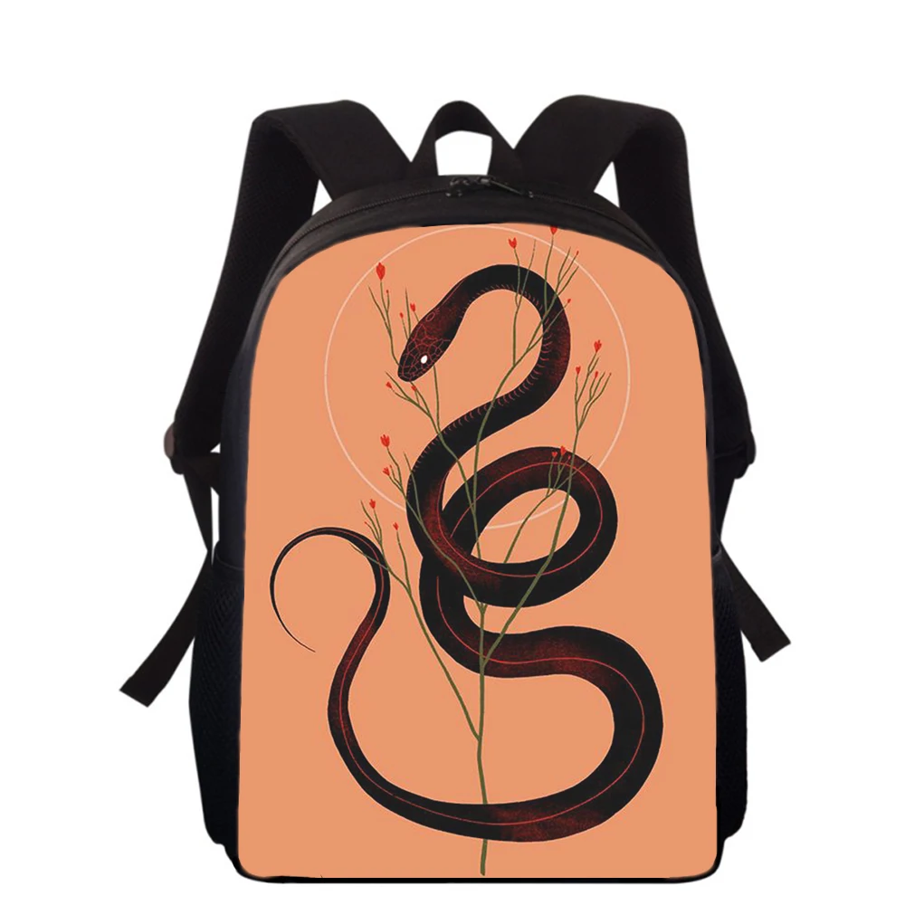 3D Snake Animal Print Mochila para crianças, pintura de arte, mochilas escolares primárias, mochilas para meninos e meninas, mochilas para estudantes, 16”