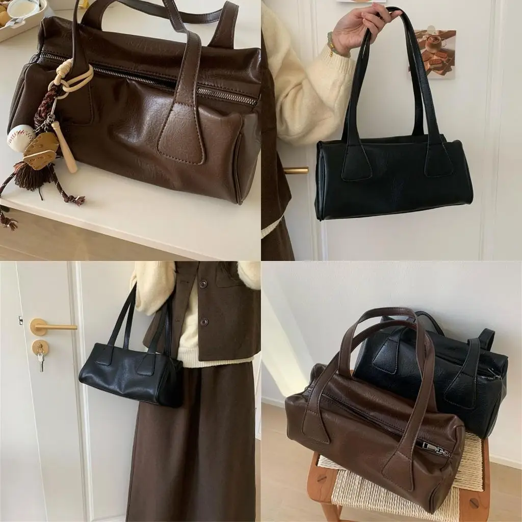 

Elegant PU Leather Handbag Stylish Shoulder Bags Cylinder Bag Satchel Purse Suitable for Women and Professionals